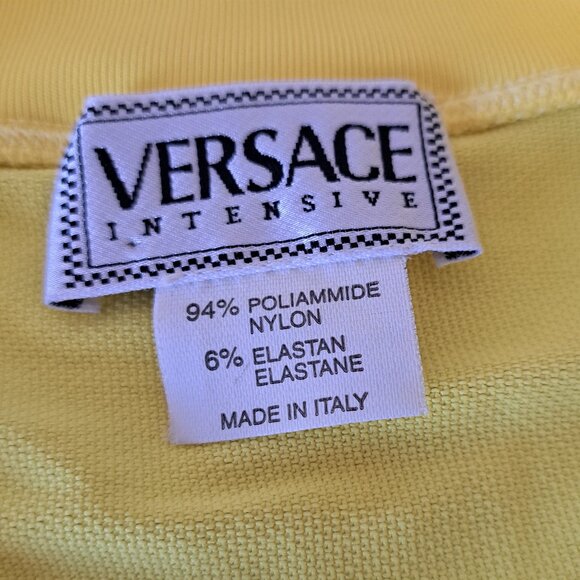 VERSACE Intensive Italy Body Suit Yellow Short Sleeve Sportswear Vintage Sz 10/M - Picture 2 of 11